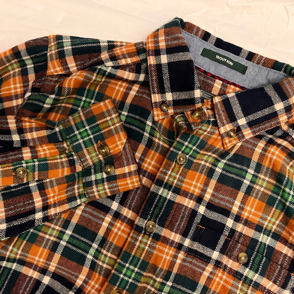 Woolrich Men’s Small Multicolor Plaid Cotton Flannel Button Down Shirt